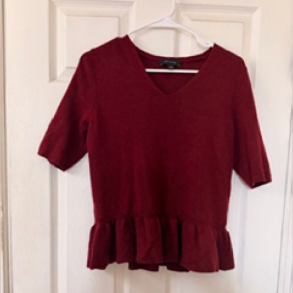 Ann Taylor Deep Red V-Neck Top